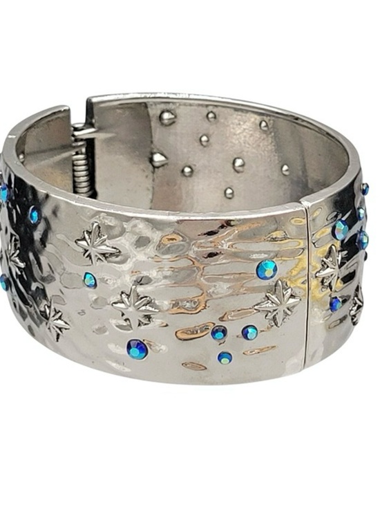 paparazzi Jewelry - Paparazzi Hinged Bracelet Across the Constellation Blue Rhinestone Hammered NWOT
